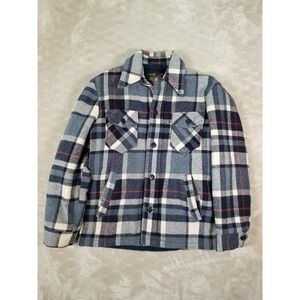VTG 70s Sears Outerwear Lined Plaid Shirt Jacket - Sz 36 Reg - See Pics Heavy